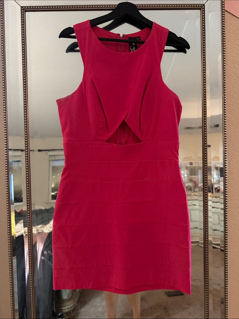 Trixxi Fuchsia Pink Sleeveless Cutout Bodycon Mini Dress